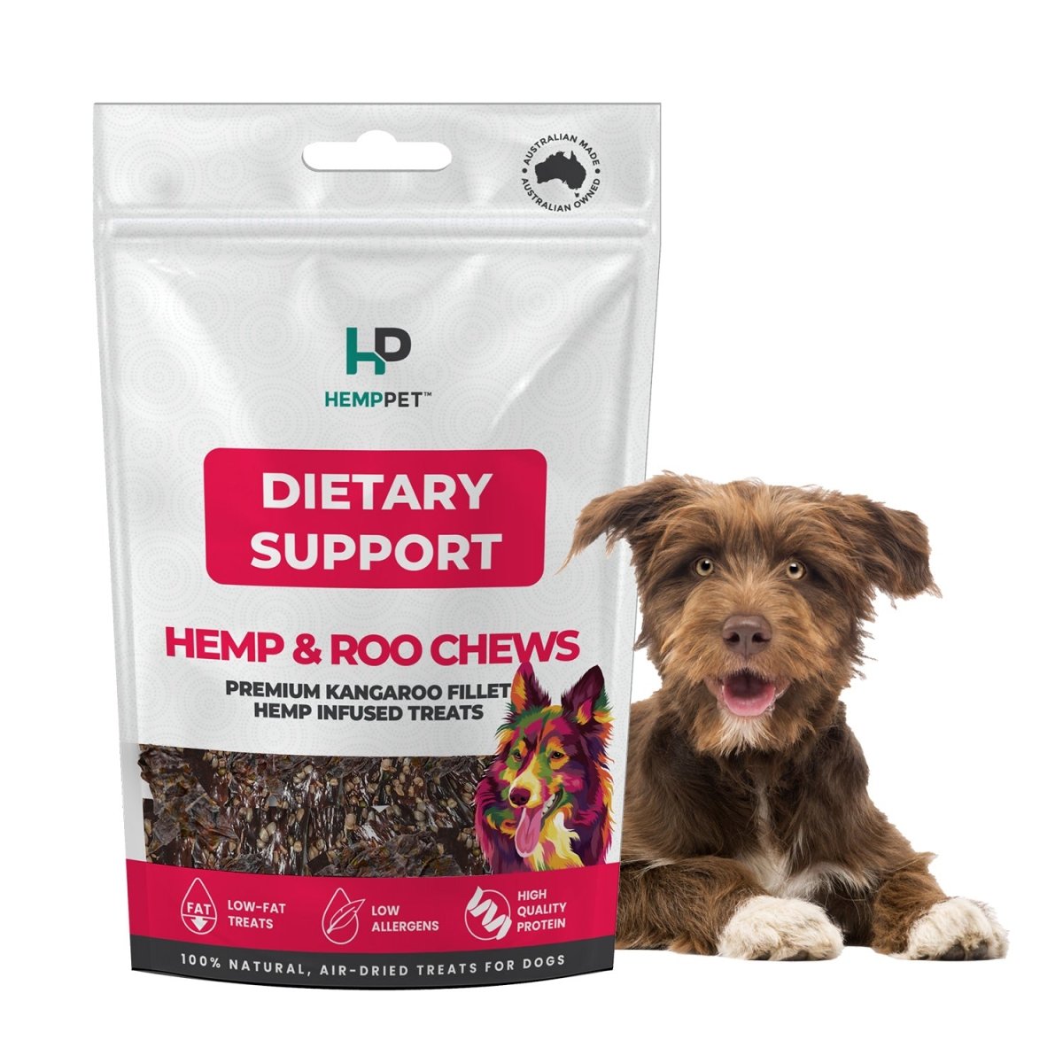 Dietary Support | Hemp & Roo Chews for Dogs 100g | Buy 5 get 1 Free - HempPet.com.au