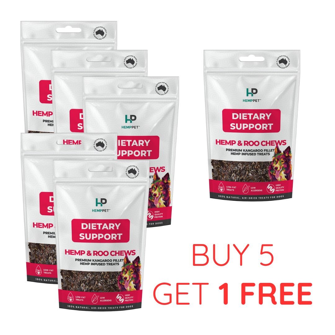 Dietary Support | Hemp & Roo Chews for Dogs 100g | Buy 5 get 1 Free - HempPet.com.au