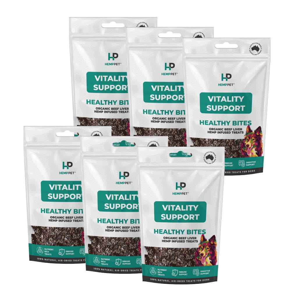 HempPet | Vitality Support Pack of 6 | Organic Beef Liver with Hemp | Treats for Dogs - HempPet.com.au