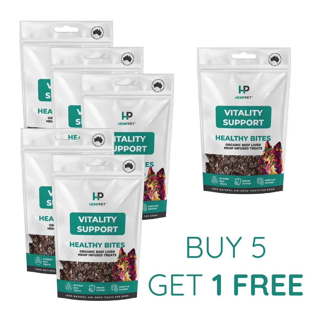 Vitality Support | Hemp Infused Organic Beef Liver Treats for Dogs 80g | Buy 5 get 1 Free - HempPet.com.au