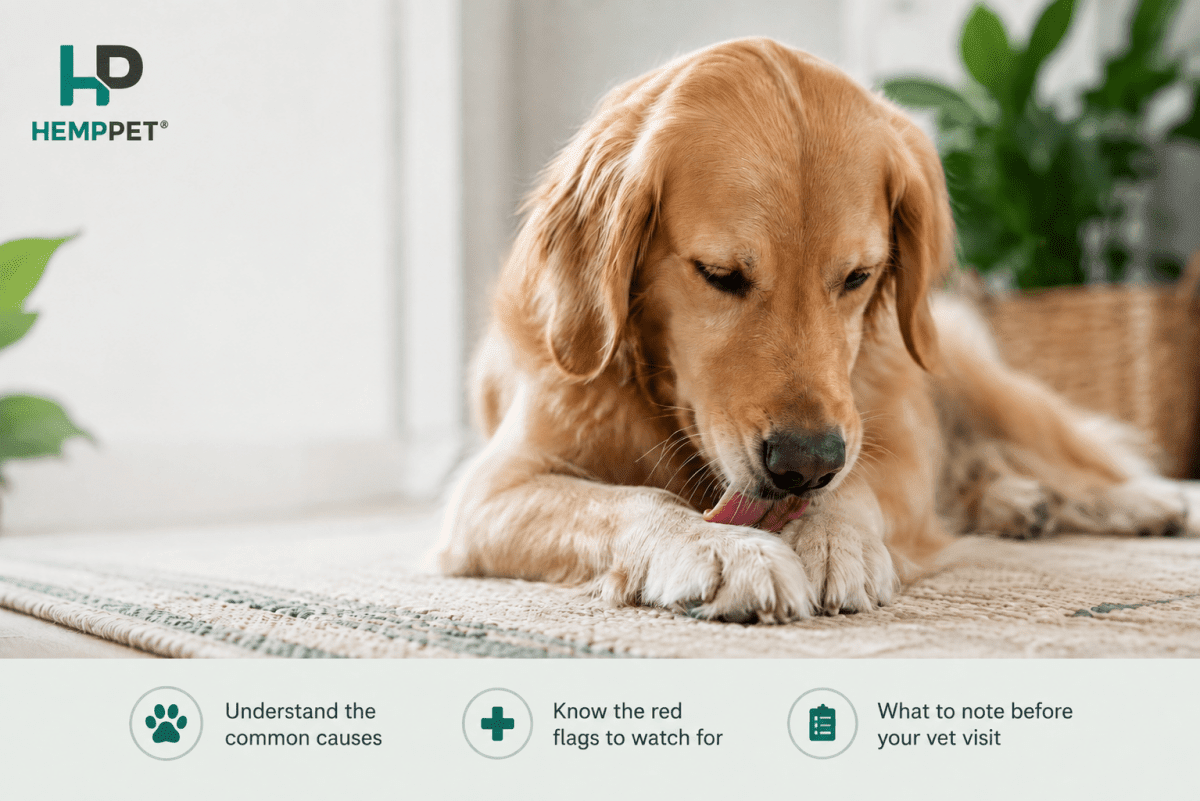 Why Is My Dog Licking Their Paws? What It Means and What to Check - HempPet.com.au