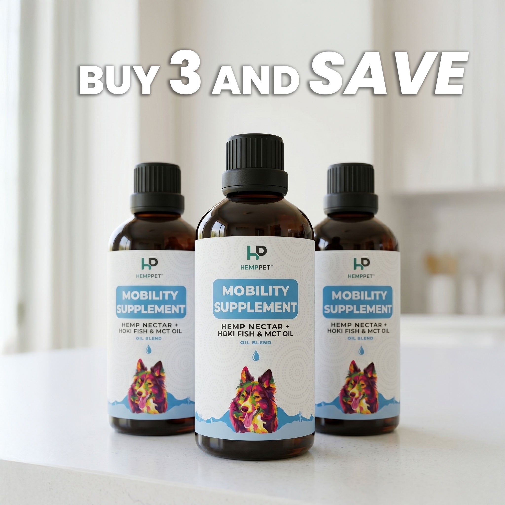 Mobility Supplement | Hemp Seed Nectar Oil Blend With Hoki Fish & MCT Oil for Dogs | Buy 3 and Save - HempPet.com.au