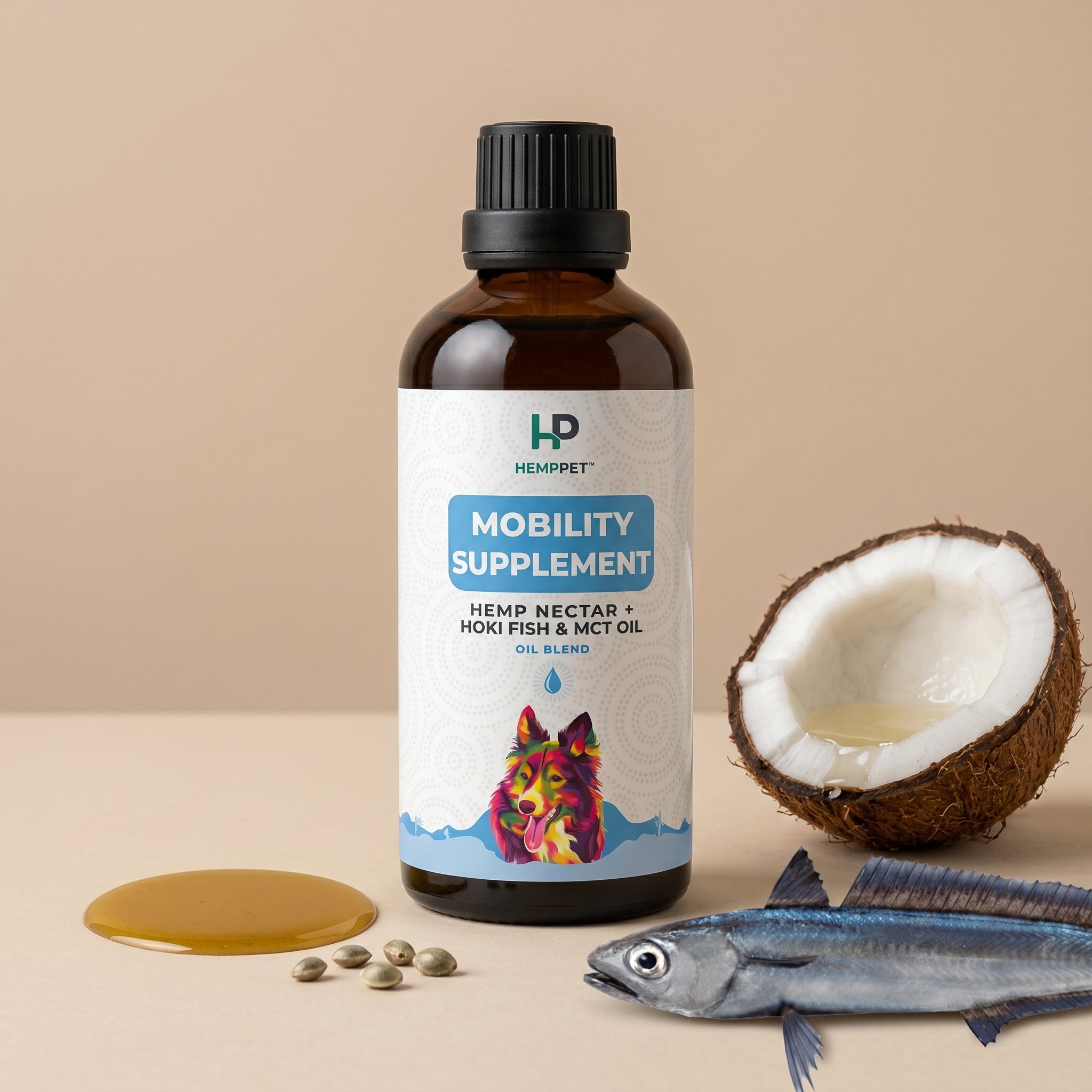 Mobility Supplement | Hemp Seed Nectar Oil Blend with Hoki Fish & MCT Oil for Dogs 100ml