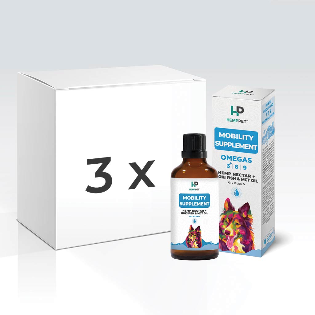 Dog | Oil | Box of 3 | Mobility Supplement | Hemp Oil Blend with Hoki Fish & MCT Oil for Dogs 100ml - HempPet.com.au