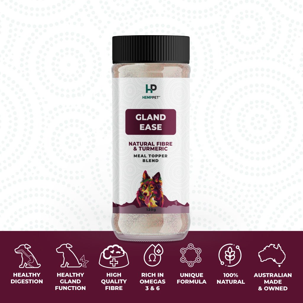 HempPet Gland Ease | Natural Fibre & Turmeric Meal Topper for Dogs (120g) - HempPet.com.au