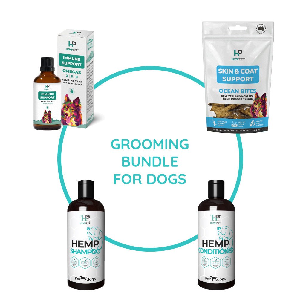 HempPet | Grooming Bundle | Immune Support + Grooming Pack + Treats for Dogs - HempPet.com.au