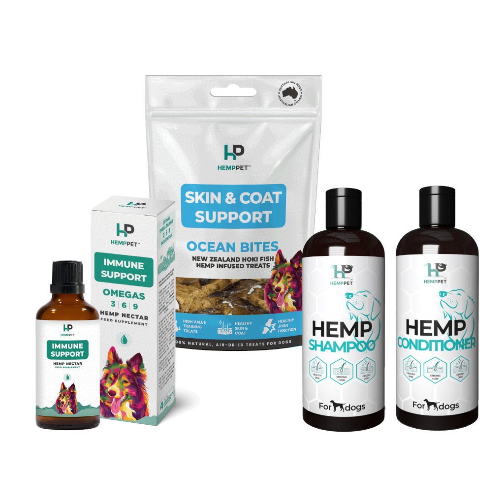 HempPet | Grooming Bundle | Immune Support + Grooming Pack + Treats for Dogs - HempPet.com.au