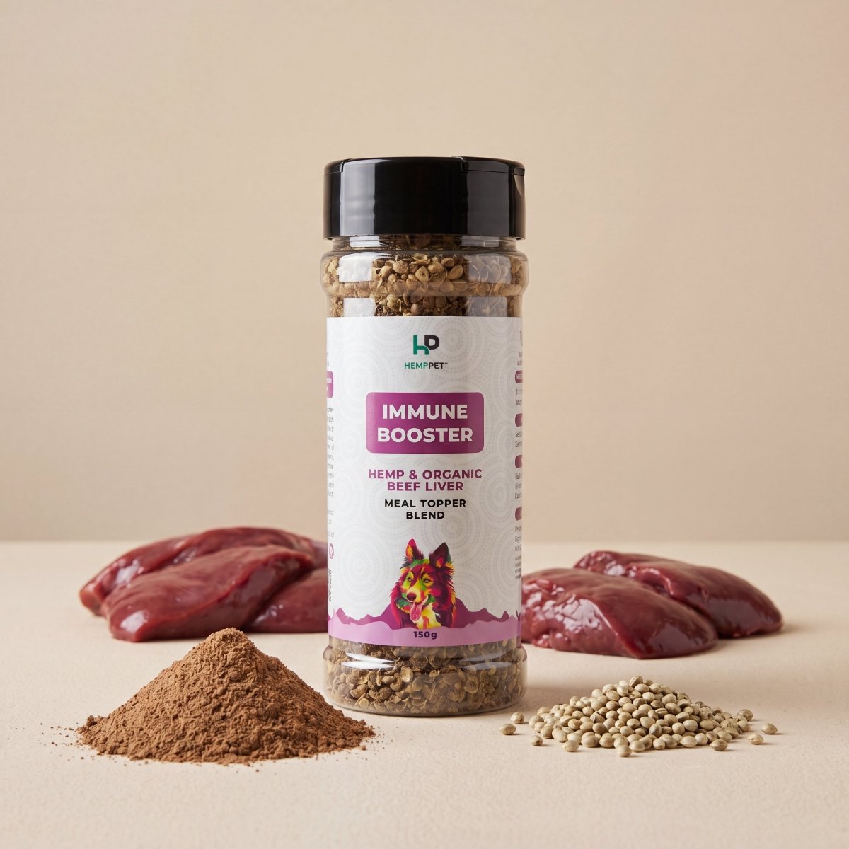 HempPet Immune Booster | Hemp & Organic Beef Liver Meal Topper for Dogs (150g) - HempPet.com.au