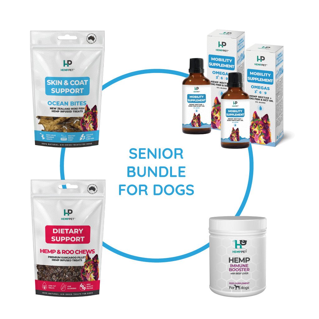 HempPet | Senior Bundle | Mobility Supplements, Meal Topper and Treats for Dogs - HempPet.com.au