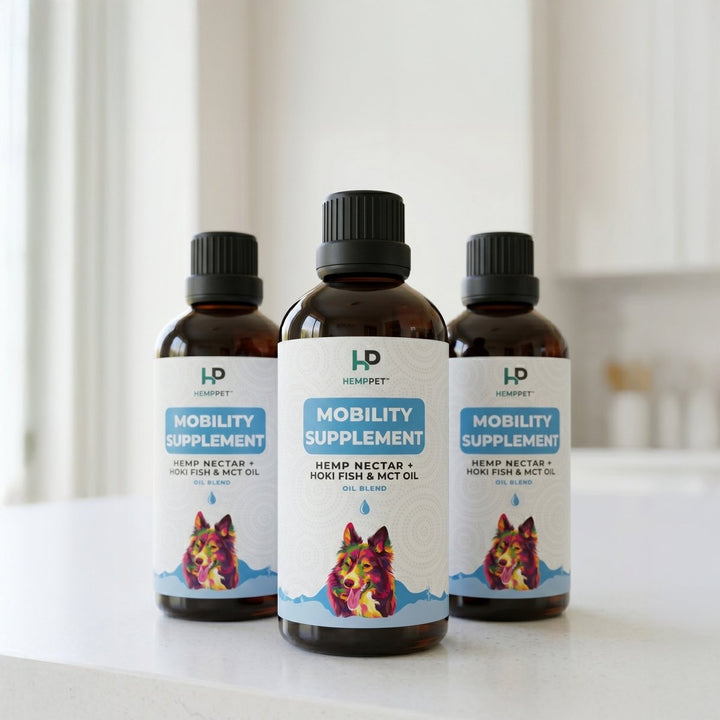 Mobility Supplement | Hemp Seed Nectar Oil Blend With Hoki Fish & MCT Oil for Dogs | Buy 3 and Save - HempPet.com.au
