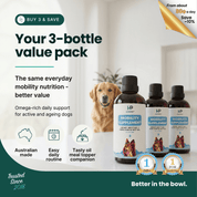 Mobility Supplement | Hemp Seed Nectar Oil Blend With Hoki Fish & MCT Oil for Dogs | Buy 3 and Save - HempPet.com.au