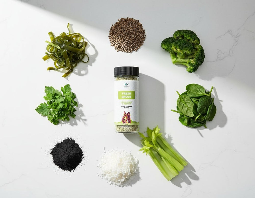 Fresh vegetables greens kelp for dogs