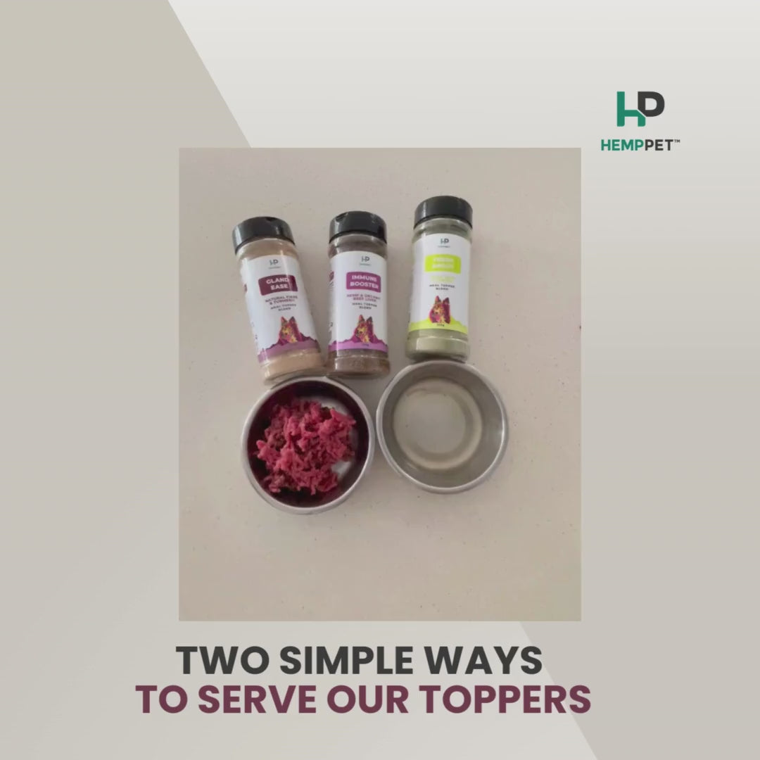 Instructions how to use HempPet meal toppers for Dogs