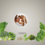 Green Vegetables and happy dog for fresher doggy breath