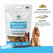 Skin & Coat Support | New Zealand Hoki Fish Hemp Infused Treats for Dogs 70g | Buy 5 get 1 Free - HempPet.com.au