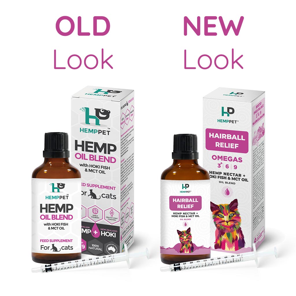 Hairball Relief | Hemp Seed Nectar Oil Blend with Hoki Fish and MCT Oil for Cats 100ml - HempPet.com.au