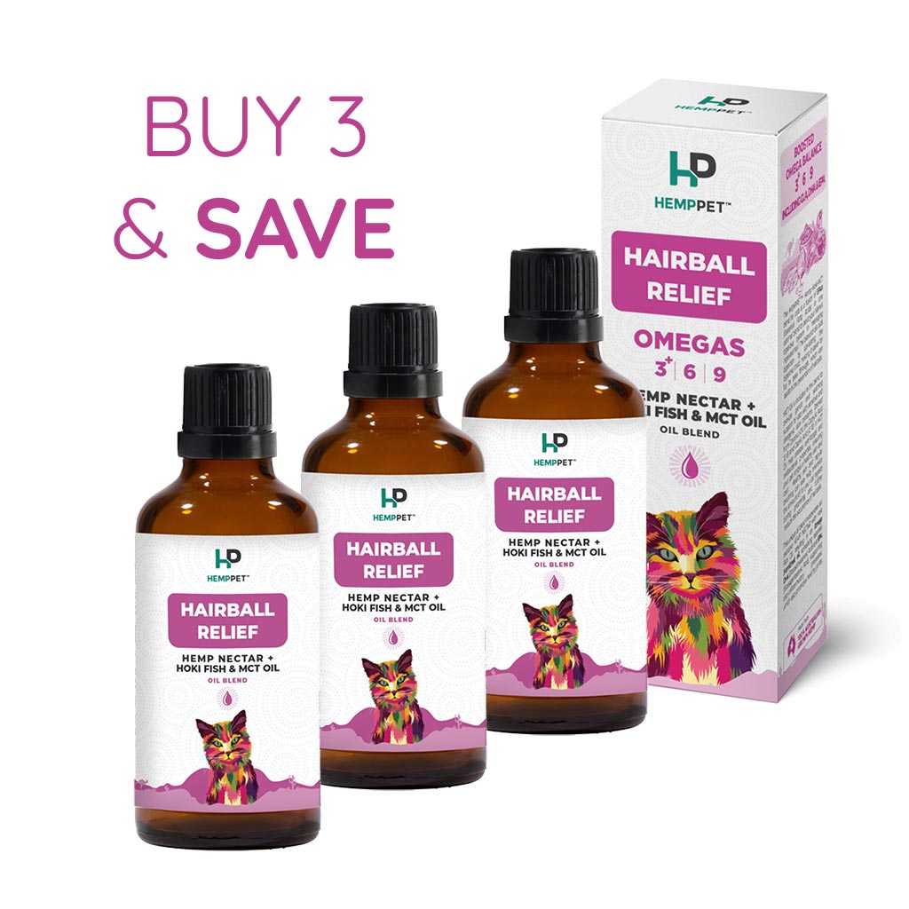 Hairball Relief | Hemp Seed Nectar Oil Blend with Hoki Fish and MCT Oil for Cats 100ml | Buy 3 and Save - HempPet.com.au