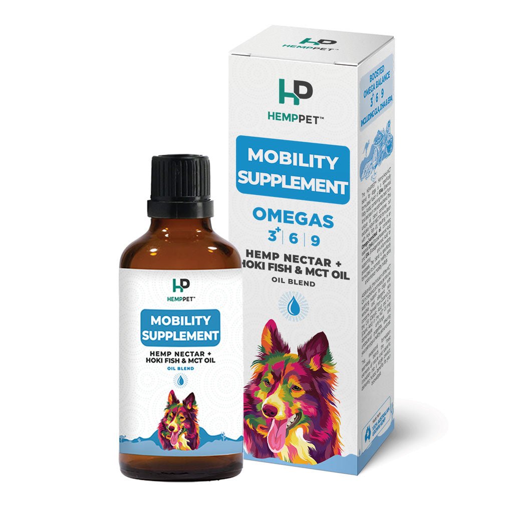 Mobility Supplement | Hemp Seed Nectar Oil Blend With Hoki Fish & MCT Oil for Dogs | Buy 3 and Save - HempPet.com.au